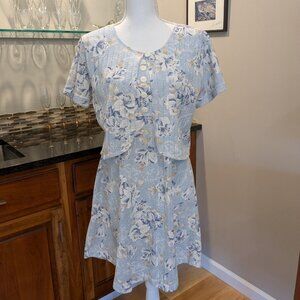 Vintage Sleeveless Baby Sky Blue Dress with Matching Short Sleeve Bolero Jacket